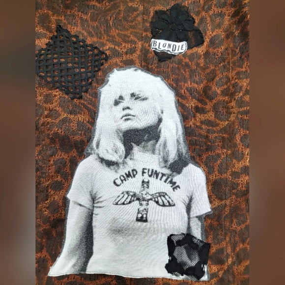 Rock Couture Blondie Leopard & Lace Jacket Upcycled Retro Band Merch - Picture 13 of 16